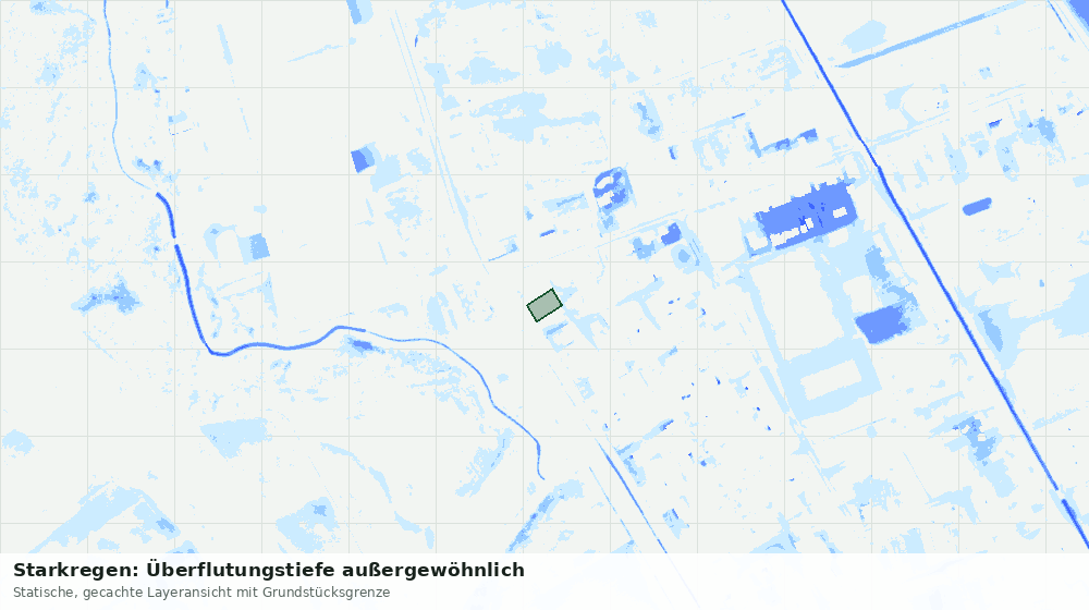 Statische Kartenansicht: Starkregen: Überflutungstiefe außergewöhnlich