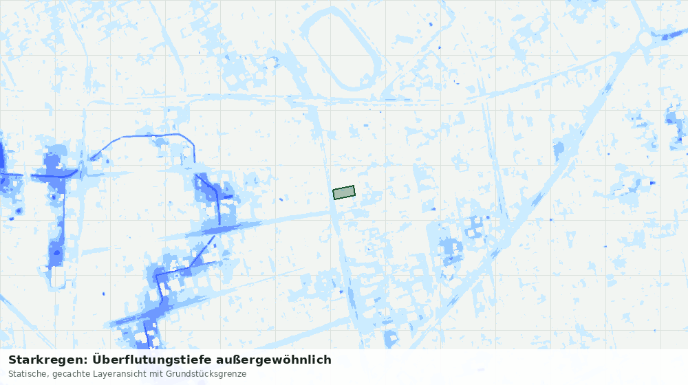Statische Kartenansicht: Starkregen: Überflutungstiefe außergewöhnlich