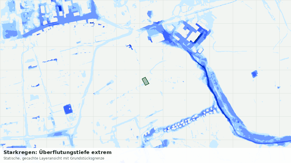 Statische Kartenansicht: Starkregen: Überflutungstiefe extrem