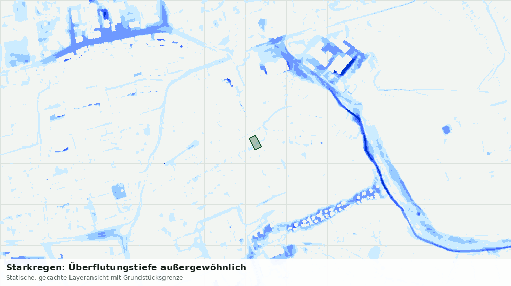 Statische Kartenansicht: Starkregen: Überflutungstiefe außergewöhnlich