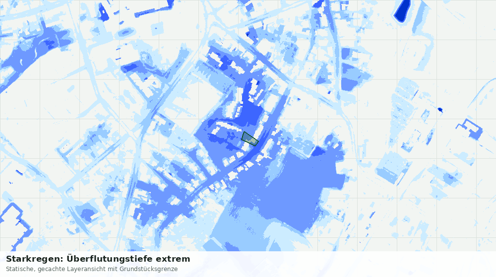 Statische Kartenansicht: Starkregen: Überflutungstiefe extrem