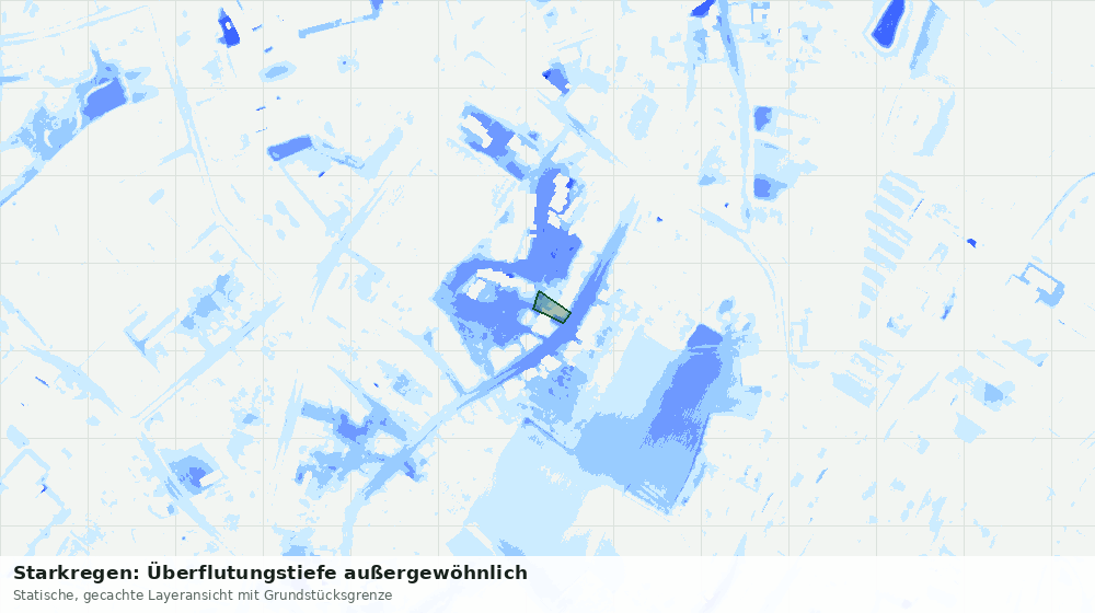 Statische Kartenansicht: Starkregen: Überflutungstiefe außergewöhnlich