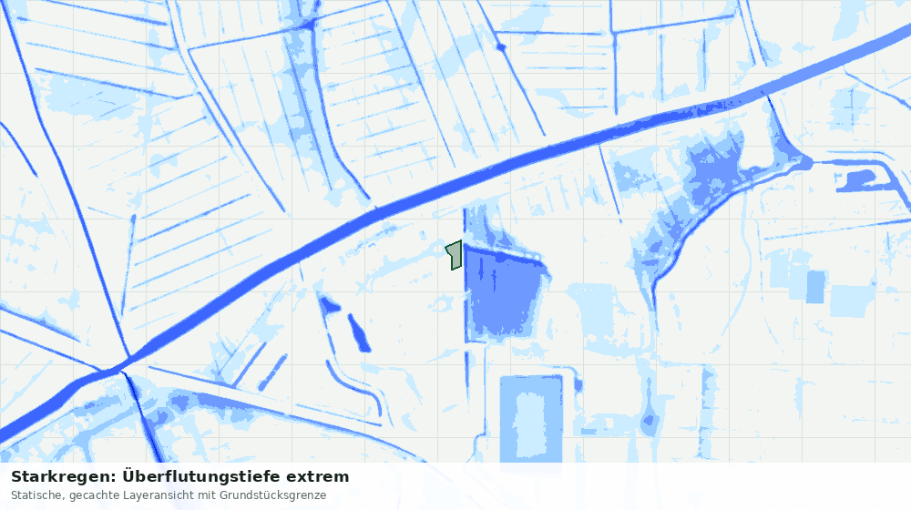 Statische Kartenansicht: Starkregen: Überflutungstiefe extrem