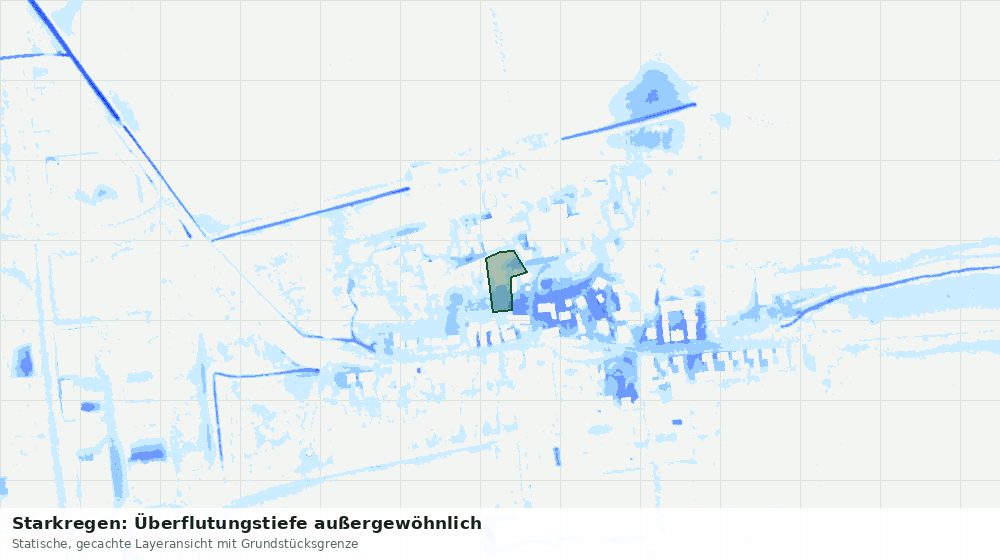 Statische Kartenansicht: Starkregen: Überflutungstiefe außergewöhnlich
