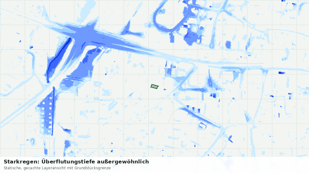 Statische Kartenansicht: Starkregen: Überflutungstiefe außergewöhnlich