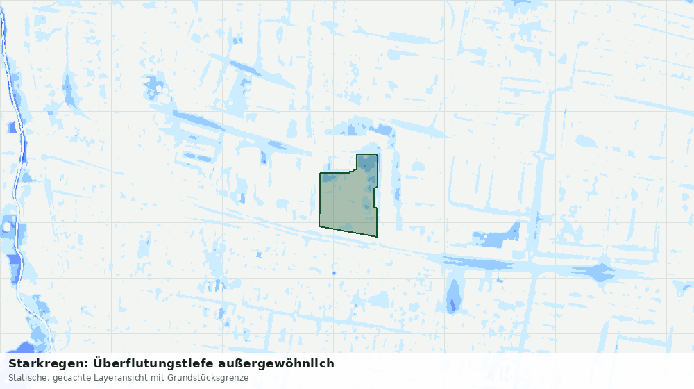 Statische Kartenansicht: Starkregen: Überflutungstiefe außergewöhnlich