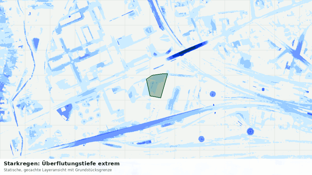 Statische Kartenansicht: Starkregen: Überflutungstiefe extrem