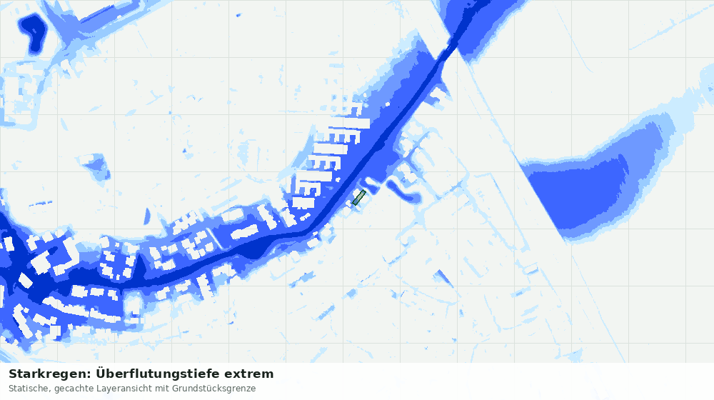 Statische Kartenansicht: Starkregen: Überflutungstiefe extrem