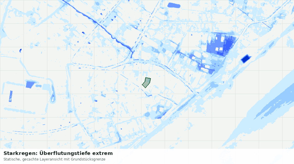 Statische Kartenansicht: Starkregen: Überflutungstiefe extrem