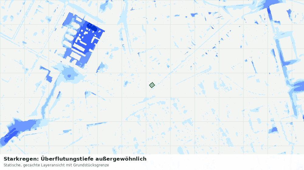 Statische Kartenansicht: Starkregen: Überflutungstiefe außergewöhnlich