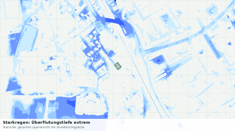Statische Kartenansicht: Starkregen: Überflutungstiefe extrem