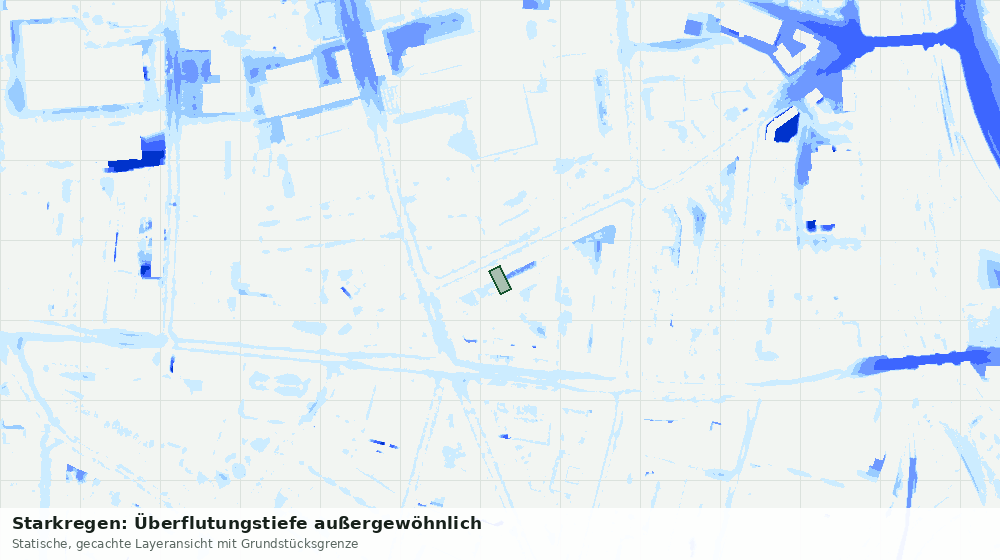 Statische Kartenansicht: Starkregen: Überflutungstiefe außergewöhnlich