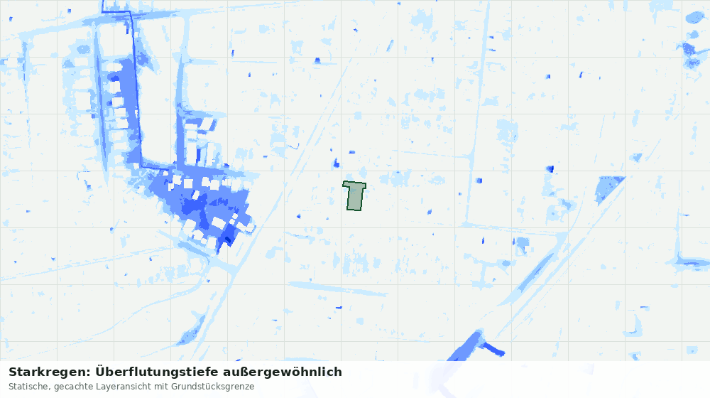 Statische Kartenansicht: Starkregen: Überflutungstiefe außergewöhnlich