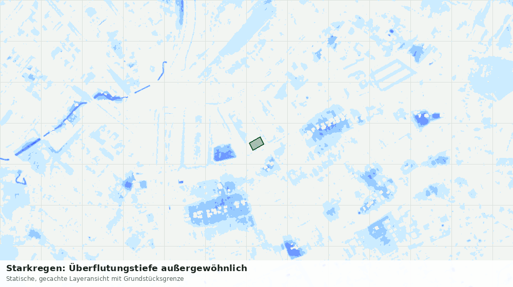 Statische Kartenansicht: Starkregen: Überflutungstiefe außergewöhnlich