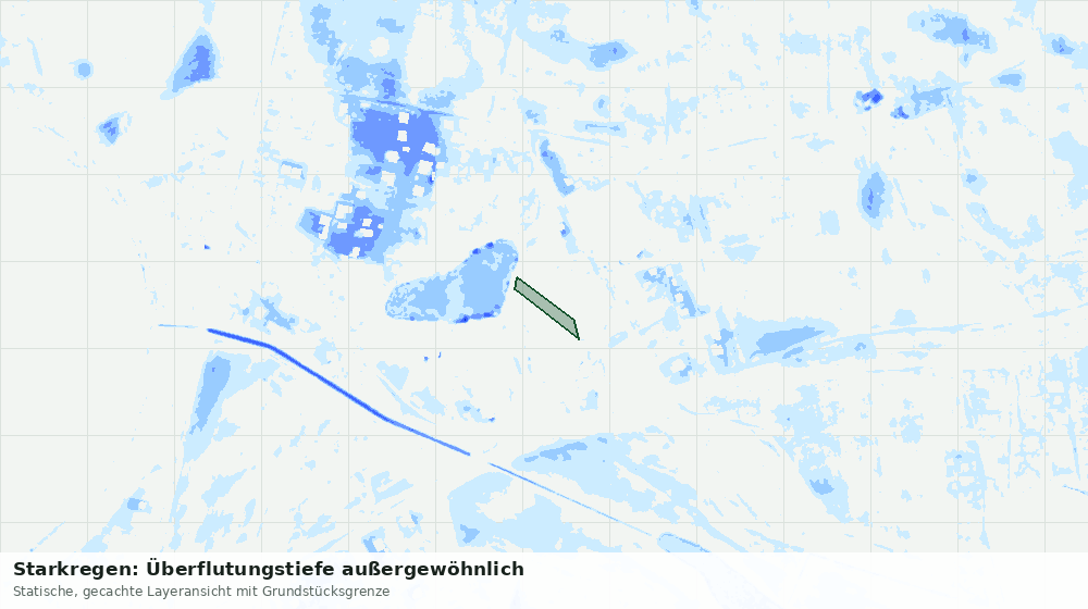 Statische Kartenansicht: Starkregen: Überflutungstiefe außergewöhnlich