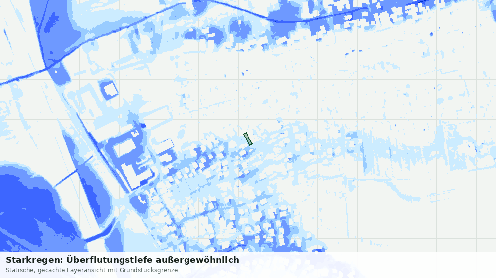 Statische Kartenansicht: Starkregen: Überflutungstiefe außergewöhnlich