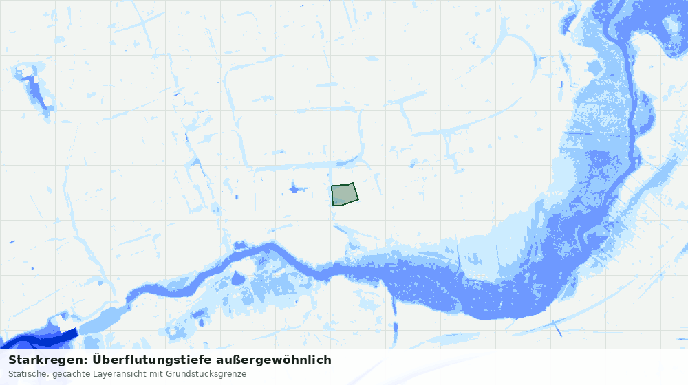 Statische Kartenansicht: Starkregen: Überflutungstiefe außergewöhnlich