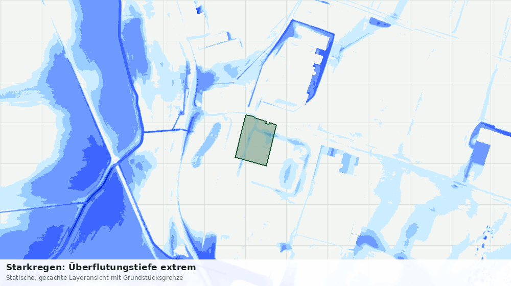 Statische Kartenansicht: Starkregen: Überflutungstiefe extrem