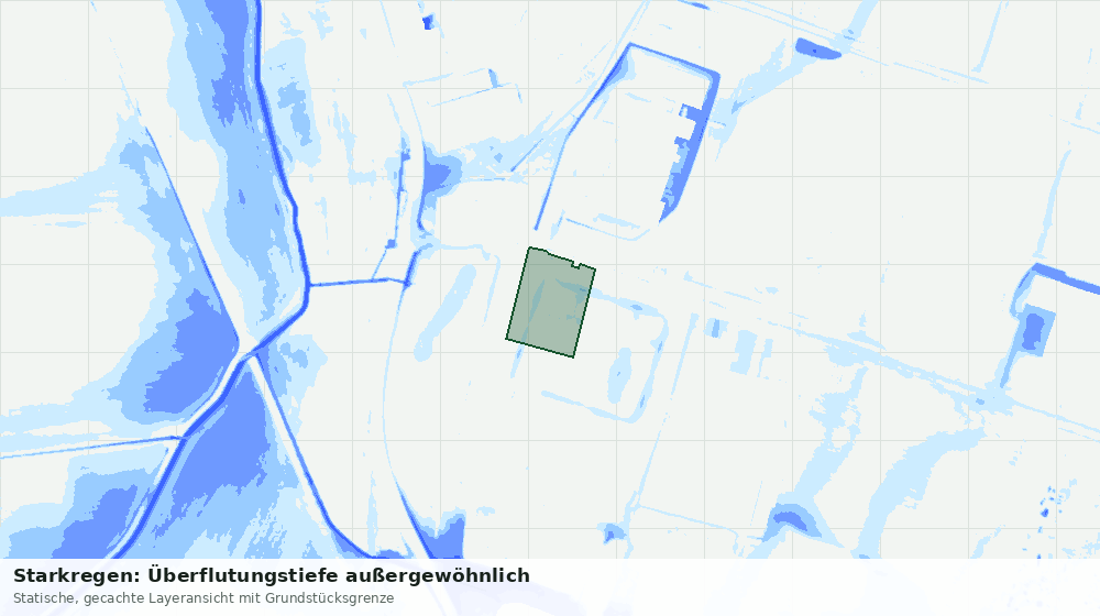 Statische Kartenansicht: Starkregen: Überflutungstiefe außergewöhnlich