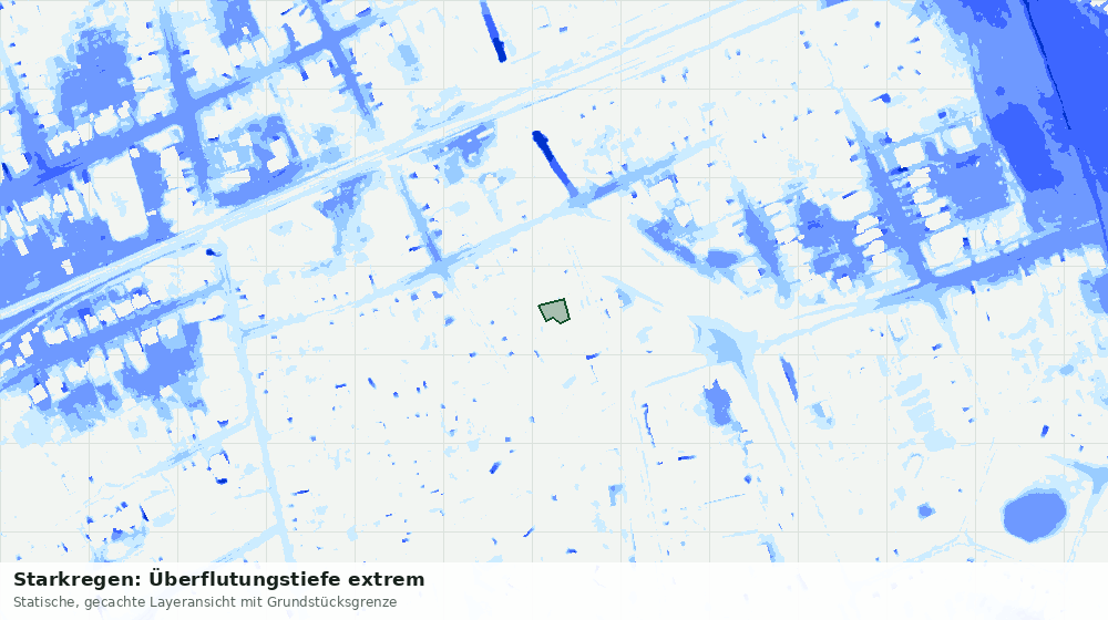 Statische Kartenansicht: Starkregen: Überflutungstiefe extrem