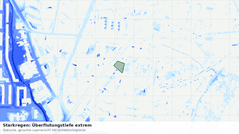 Statische Kartenansicht: Starkregen: Überflutungstiefe extrem
