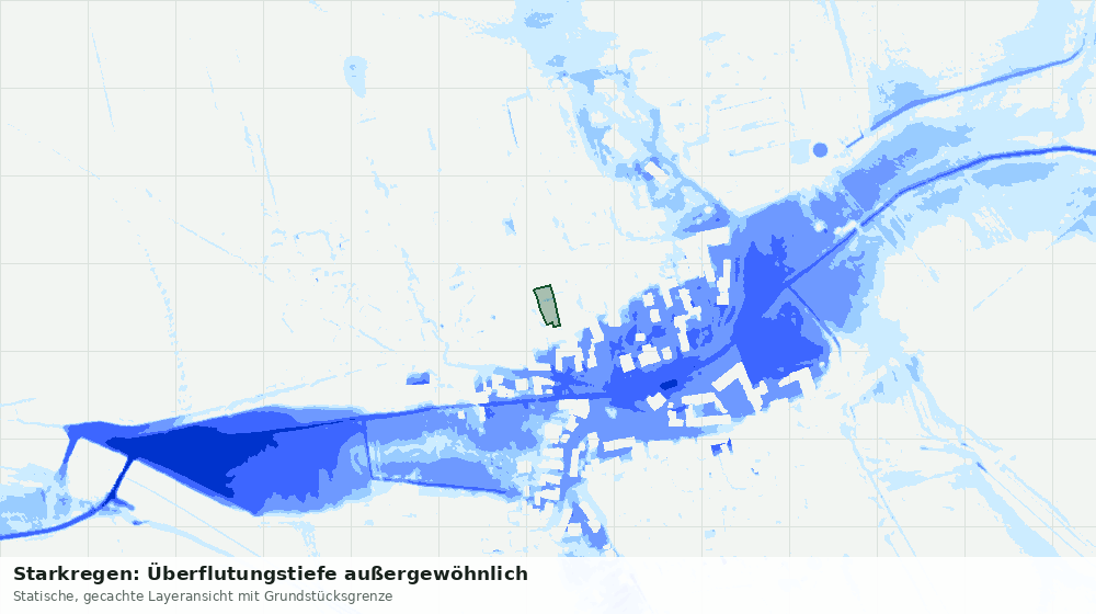Statische Kartenansicht: Starkregen: Überflutungstiefe außergewöhnlich