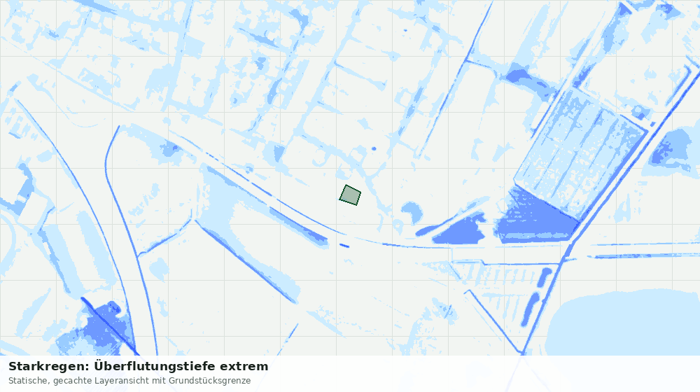 Statische Kartenansicht: Starkregen: Überflutungstiefe extrem
