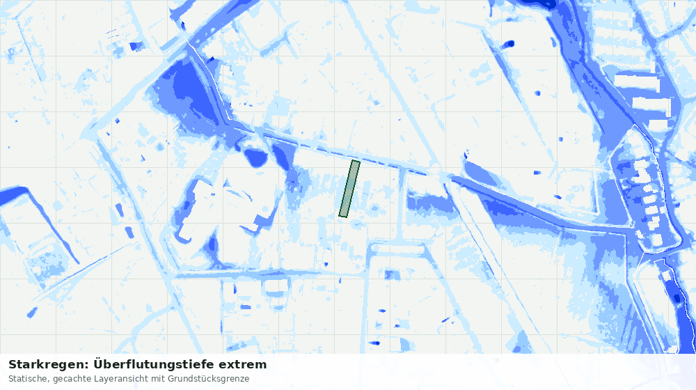Statische Kartenansicht: Starkregen: Überflutungstiefe extrem