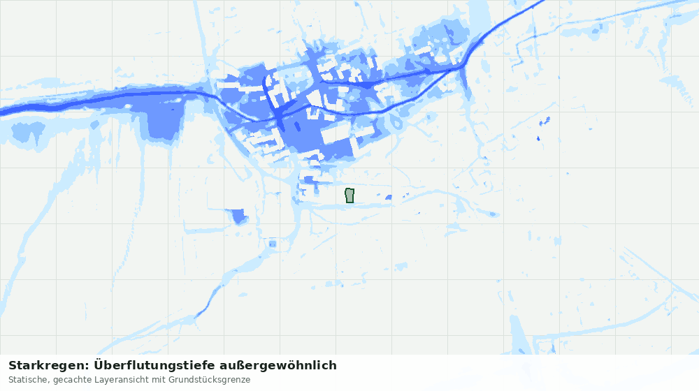 Statische Kartenansicht: Starkregen: Überflutungstiefe außergewöhnlich
