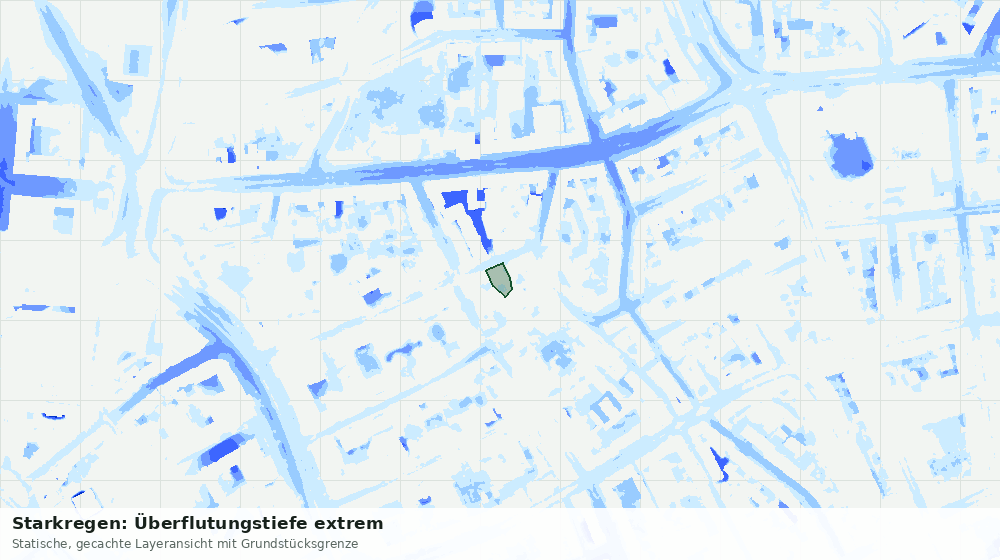 Statische Kartenansicht: Starkregen: Überflutungstiefe extrem