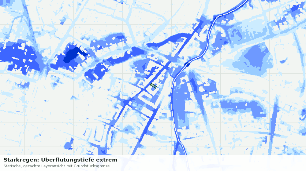 Statische Kartenansicht: Starkregen: Überflutungstiefe extrem