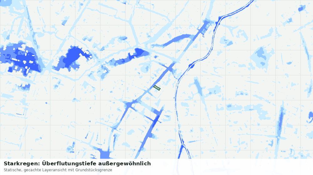 Statische Kartenansicht: Starkregen: Überflutungstiefe außergewöhnlich