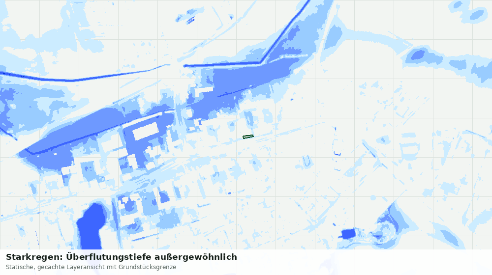 Statische Kartenansicht: Starkregen: Überflutungstiefe außergewöhnlich