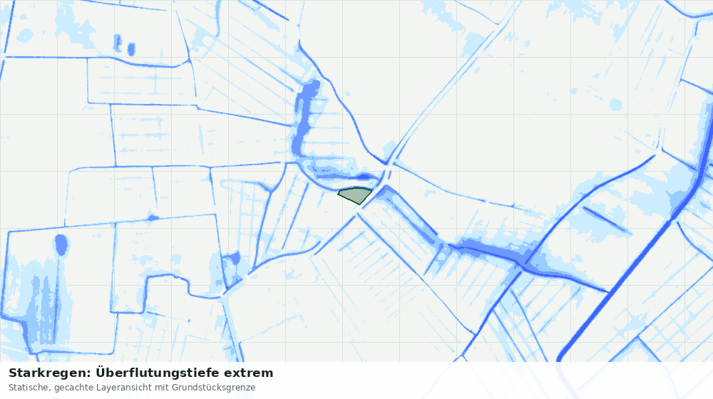 Statische Kartenansicht: Starkregen: Überflutungstiefe extrem