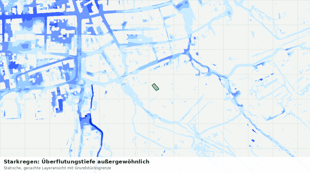 Statische Kartenansicht: Starkregen: Überflutungstiefe außergewöhnlich