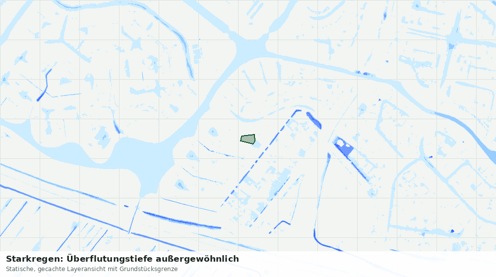 Statische Kartenansicht: Starkregen: Überflutungstiefe außergewöhnlich