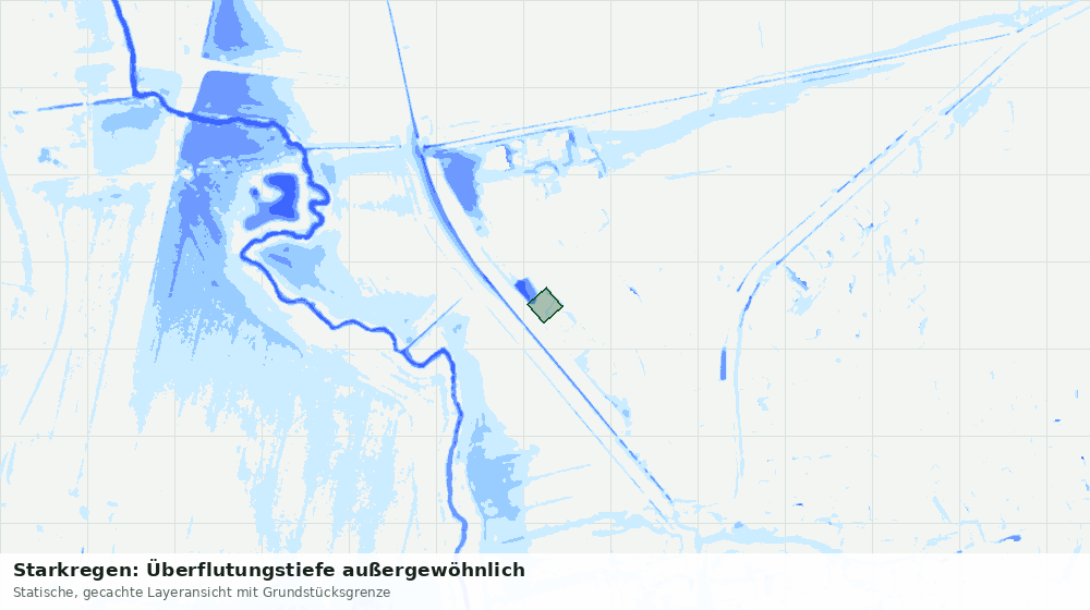 Statische Kartenansicht: Starkregen: Überflutungstiefe außergewöhnlich