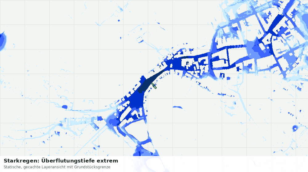 Statische Kartenansicht: Starkregen: Überflutungstiefe extrem
