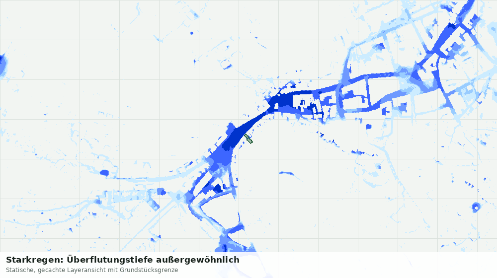 Statische Kartenansicht: Starkregen: Überflutungstiefe außergewöhnlich