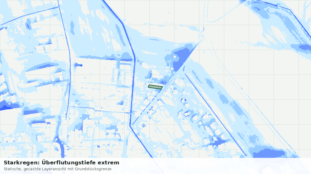 Statische Kartenansicht: Starkregen: Überflutungstiefe extrem