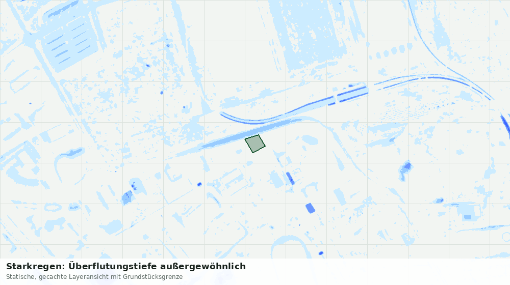 Statische Kartenansicht: Starkregen: Überflutungstiefe außergewöhnlich