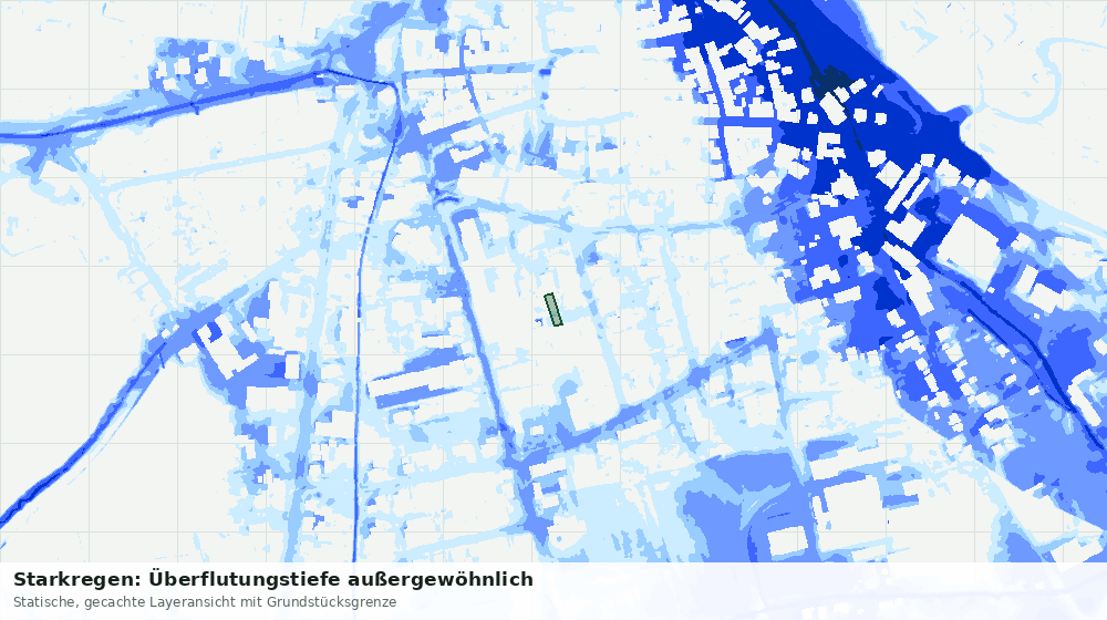 Statische Kartenansicht: Starkregen: Überflutungstiefe außergewöhnlich