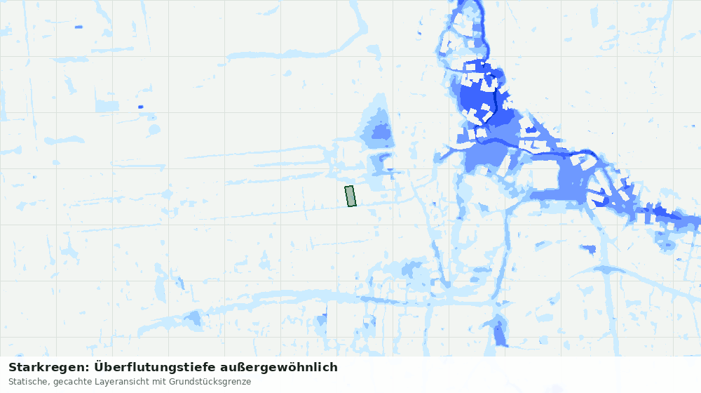 Statische Kartenansicht: Starkregen: Überflutungstiefe außergewöhnlich