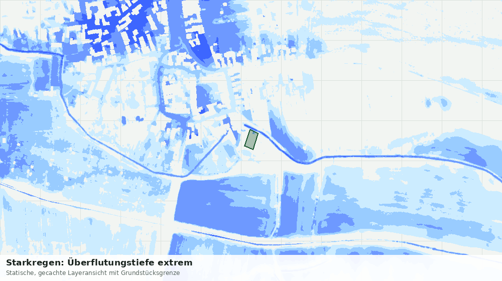 Statische Kartenansicht: Starkregen: Überflutungstiefe extrem