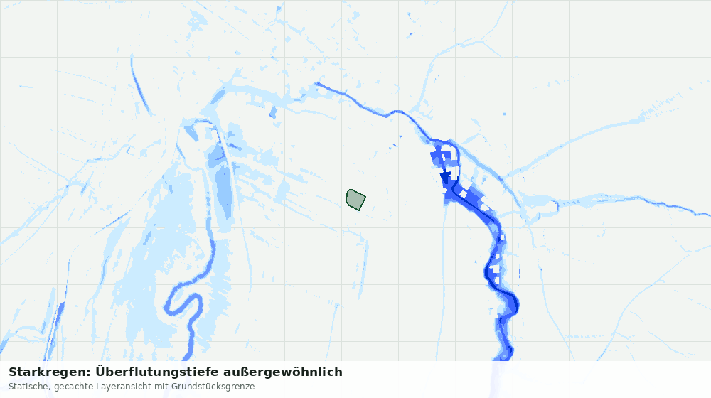 Statische Kartenansicht: Starkregen: Überflutungstiefe außergewöhnlich