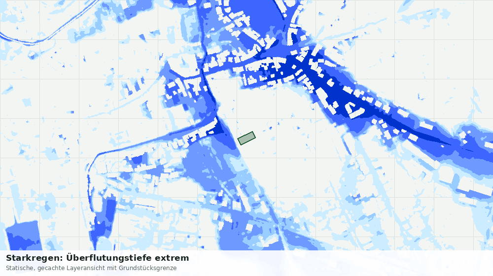 Statische Kartenansicht: Starkregen: Überflutungstiefe extrem