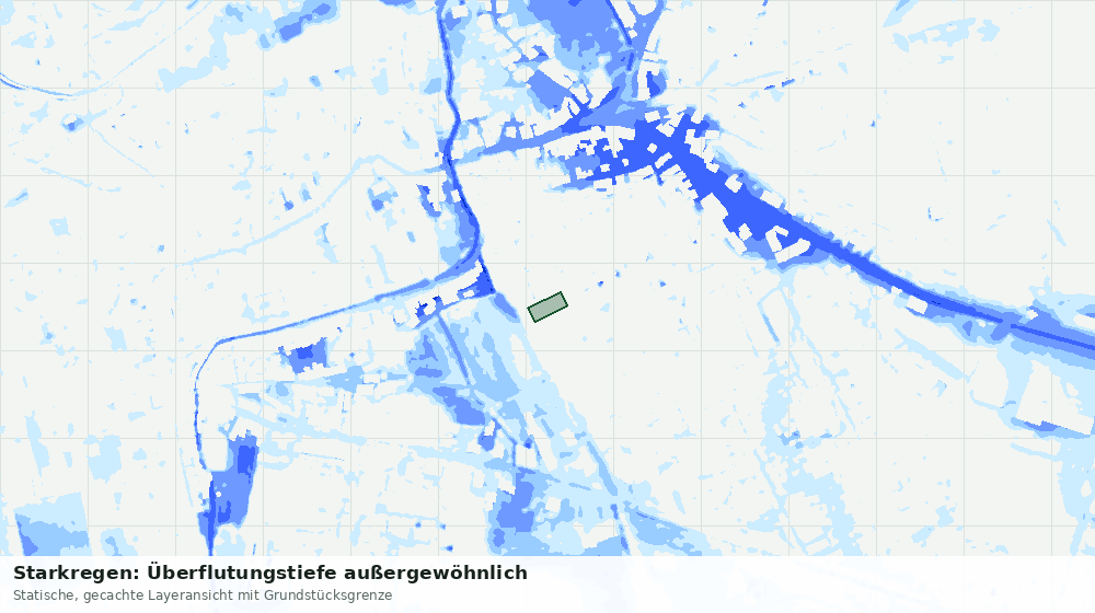 Statische Kartenansicht: Starkregen: Überflutungstiefe außergewöhnlich