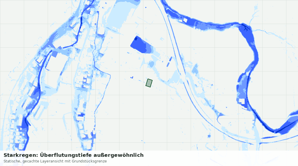 Statische Kartenansicht: Starkregen: Überflutungstiefe außergewöhnlich