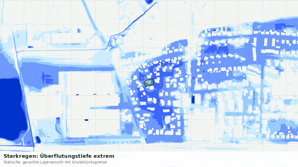 Statische Kartenansicht: Starkregen: Überflutungstiefe extrem