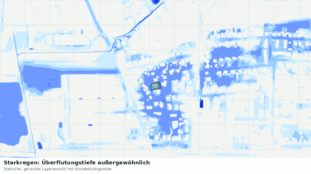 Statische Kartenansicht: Starkregen: Überflutungstiefe außergewöhnlich